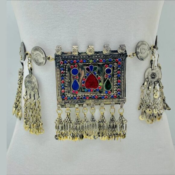 Vintage Kuchi Coin Belt, Tribal Gypsy Belly Chain, Body Jewelry